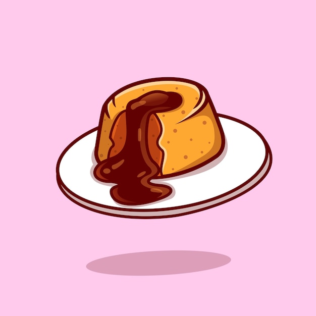 Drijvende lava cake cartoon vector pictogram illustratie voedsel object pictogram concept geïsoleerd premium flat
