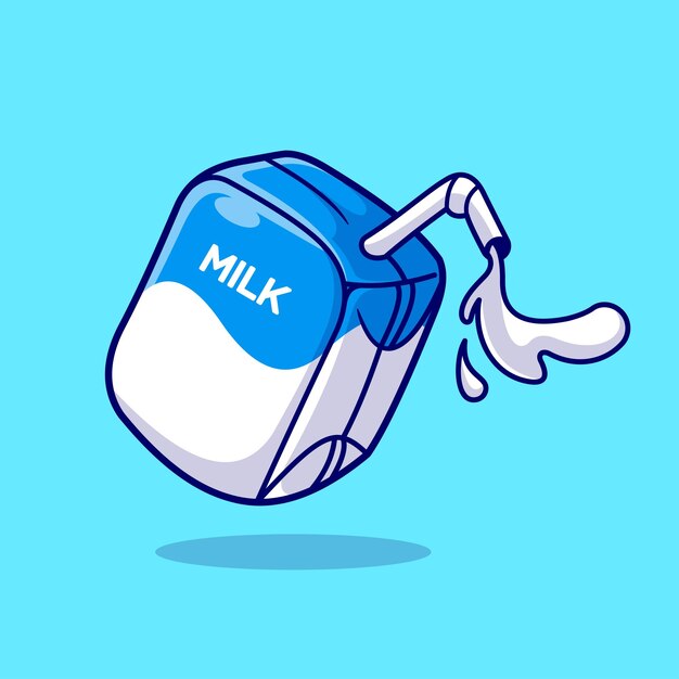Drijvende melk gemorste Cartoon vector pictogram illustratie drankje object pictogram concept geïsoleerd Premium