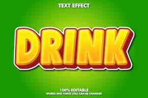 Gratis vector drink teksteffect, verse grafische stijl voor drankproduct