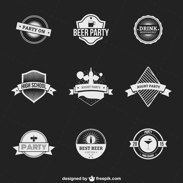 Gratis vector drinken en feest badges pakken