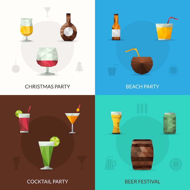 Gratis vector drinkt veelhoekige set