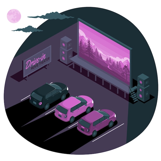 Drive-in bioscoop concept illustratie