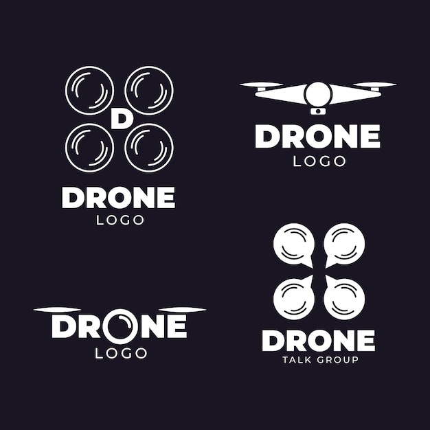 Drone logo collectie plat ontwerp