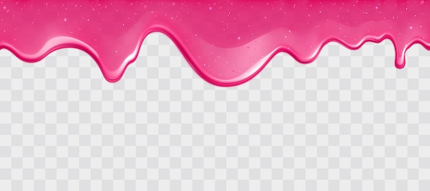 Gratis vector druipend glanzend roze slijm met glitter