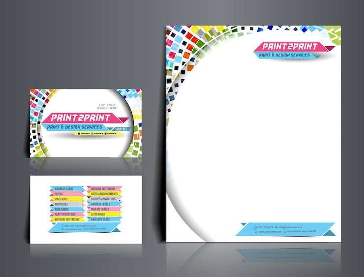Gratis Vector drukpers briefhoofd visitekaartje ontwerp huisstijl sjabloon.