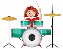 Gratis vector drummer meisje trommel vector spelen