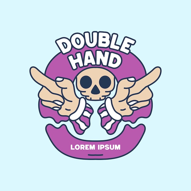 Dubbele hand met schedel illustratie hand drawn