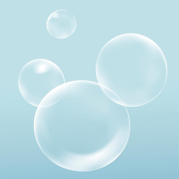 Duidelijke zeepbel ontwerpelement vector op blauwe achtergrond