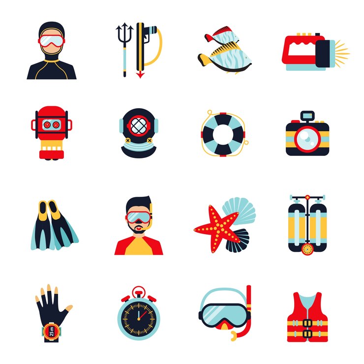 Gratis Vector duiken pictogrammen instellen