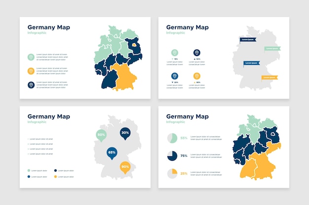 Duitsland kaart infographic in plat ontwerp