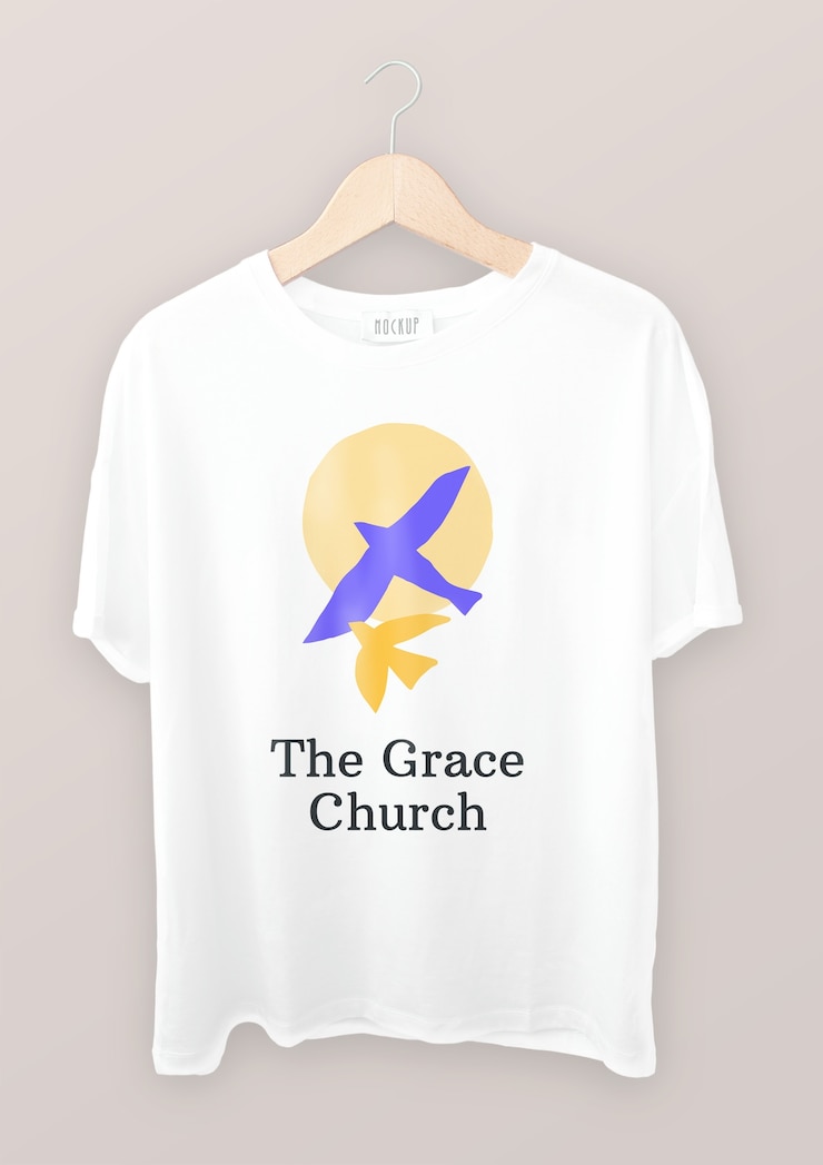 Gratis Vector duotone het grace church t-shirtontwerp