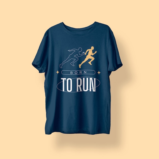 Gratis vector duotone modern geboren om marathon te lopen t-shirt