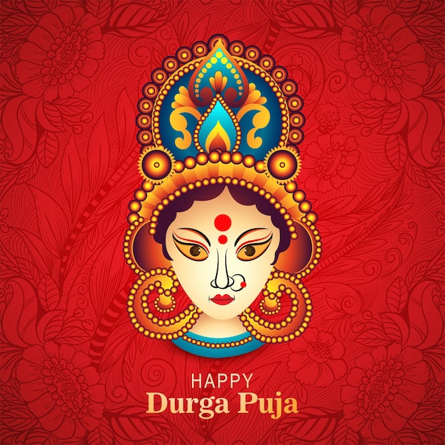 Gratis vector durga pooja festival wensen kaart vakantie afbeelding achtergrond