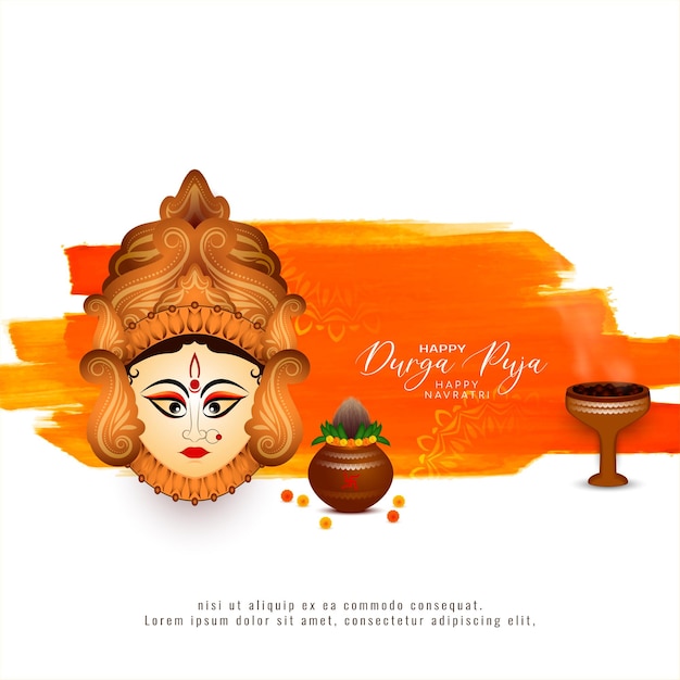 Gratis vector durga puja en happy navratri festival godin durga aanbidding achtergrond