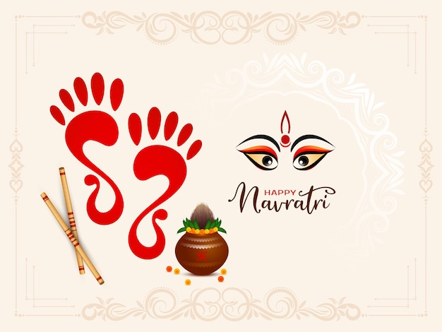 Durga puja en traditionele indiase happy navratri festival achtergrond