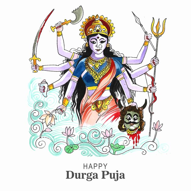 Durga puja festival wenskaart achtergrond