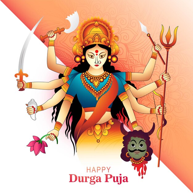 Durga puja festival wenskaart achtergrond
