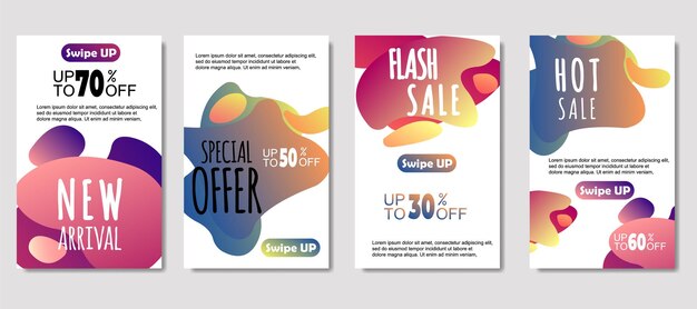 Dynamische abstracte vloeistof mobiel te koop banners Verkoop banner sjabloonontwerp Mega verkoop speciale aanbieding decorontwerp voor flyer cadeaubon Poster op muur coverbook banner sociale media