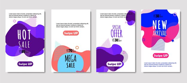 Dynamische abstracte vloeistof mobiel te koop banners Verkoop banner sjabloonontwerp Mega verkoop speciale aanbieding decorontwerp voor flyer cadeaubon Poster op muur coverbook banner sociale media