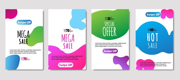 Dynamische abstracte vloeistof mobiel te koop banners Verkoop banner sjabloonontwerp Mega verkoop speciale aanbieding decorontwerp voor flyer cadeaubon Poster op muur coverbook banner sociale media