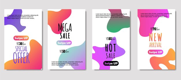 Dynamische abstracte vloeistof mobiel te koop banners Verkoop banner sjabloonontwerp Mega verkoop speciale aanbieding decorontwerp voor flyer cadeaubon Poster op muur coverbook banner sociale media