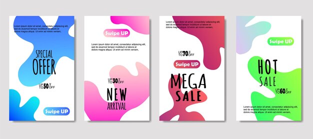 Dynamische abstracte vloeistof mobiel te koop banners Verkoop banner sjabloonontwerp Mega verkoop speciale aanbieding decorontwerp voor flyer cadeaubon Poster op muur coverbook banner sociale media