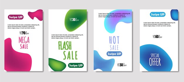 Dynamische abstracte vloeistof mobiel te koop banners Verkoop banner sjabloonontwerp Mega verkoop speciale aanbieding decorontwerp voor flyer cadeaubon Poster op muur coverbook banner sociale media