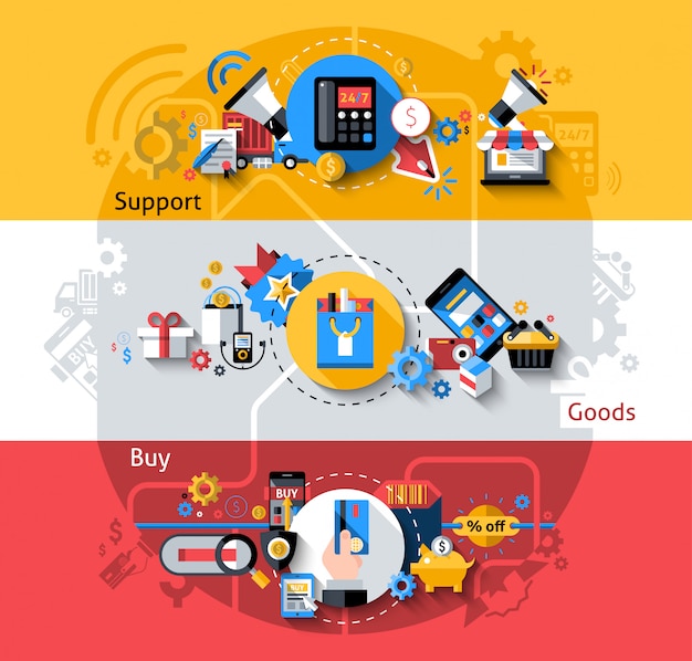 Gratis vector e-commerce banners set