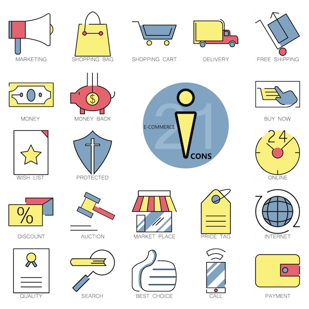 Gratis vector e-commerce iconen collectie