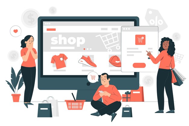 E-commerce webpagina concept illustratie