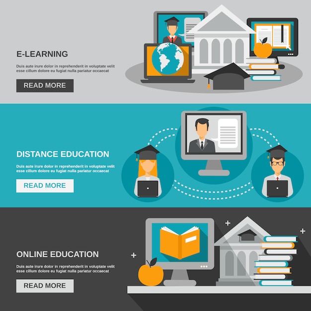 Gratis vector e-learning bannerset