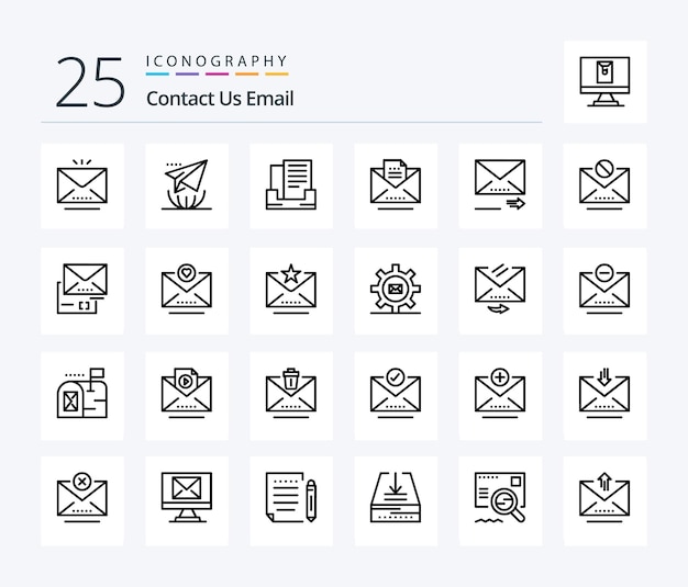 E-mail 25 Line icon pack inclusief navigatie e-mail e-mail brief concept