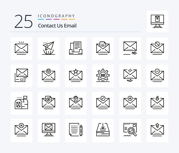 Gratis vector e-mail 25 line icon pack inclusief navigatie e-mail e-mail brief concept