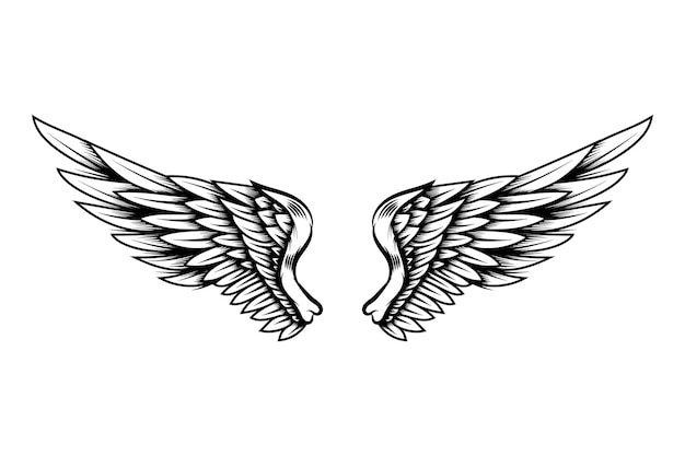 Eagle vleugels in tattoo stijl geïsoleerd op een witte achtergrond. ontwerpelement voor poster, t-shirt, kaart, embleem, teken, badge. vector illustratie