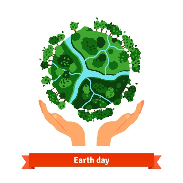 Earth Day concept. Menselijke handen die bol houden