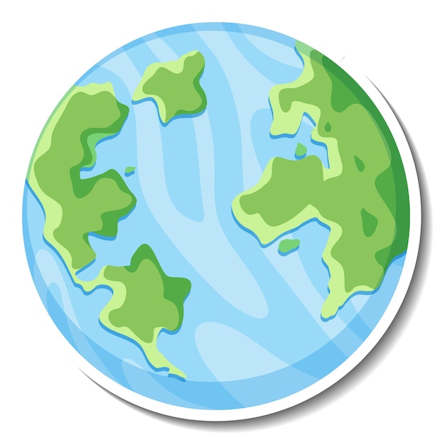 Earth globe cartoon sticker op witte achtergrond