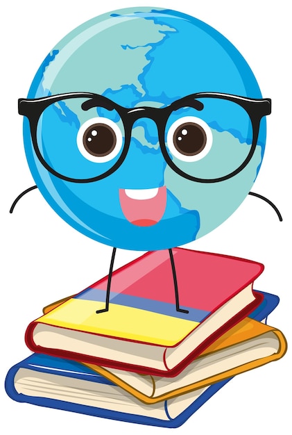 Gratis vector earth globe op stapel boeken