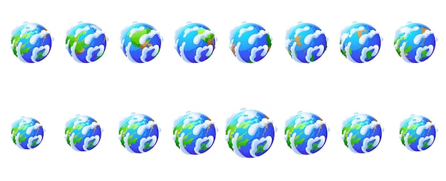 Gratis vector earth globe rotatie iconen van de wereld planeet