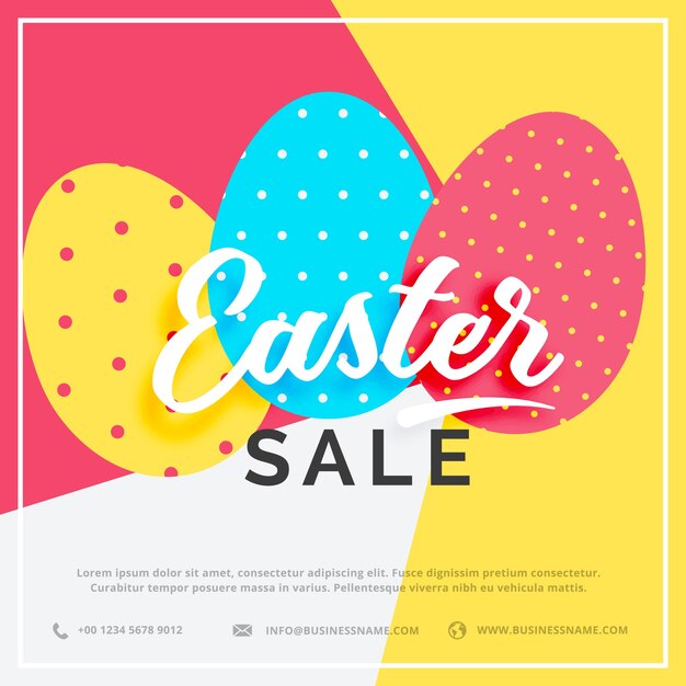 easter verkoop banner met kleurrijke drie eieren