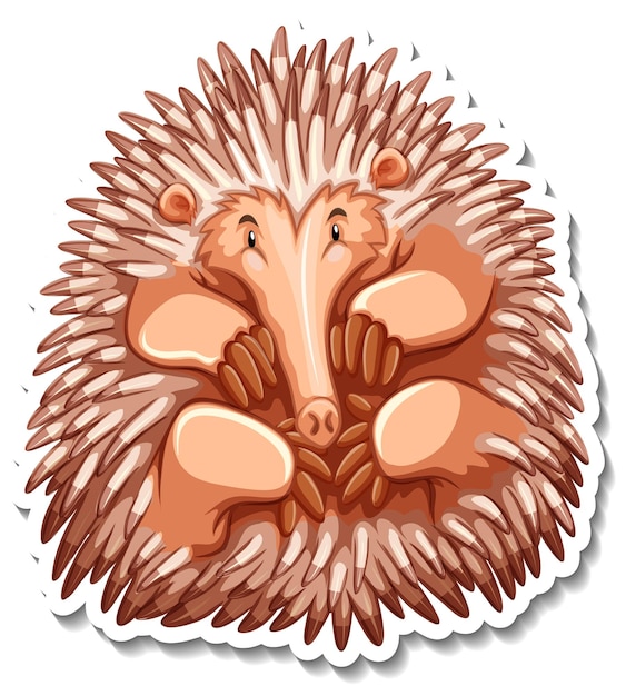 Gratis vector echidna stripfiguur op witte achtergrond