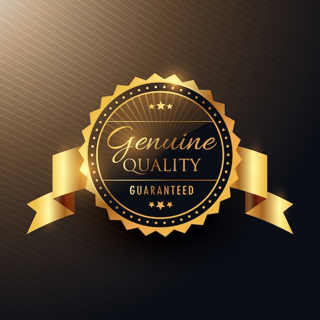 Echte kwaliteit award gouden label badge ontwerp met lint
