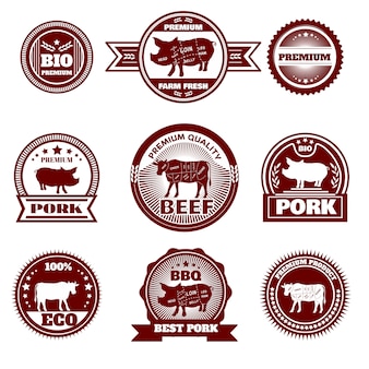 Eco boerderij slagerij emblemen