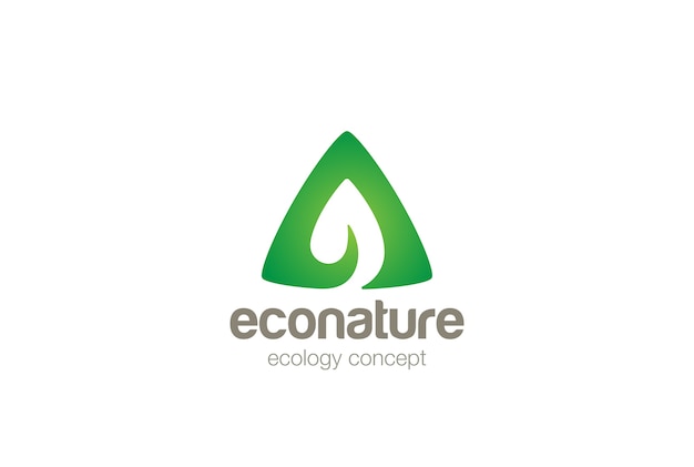 Eco groen blad Logo. Negatieve ruimtestijl.