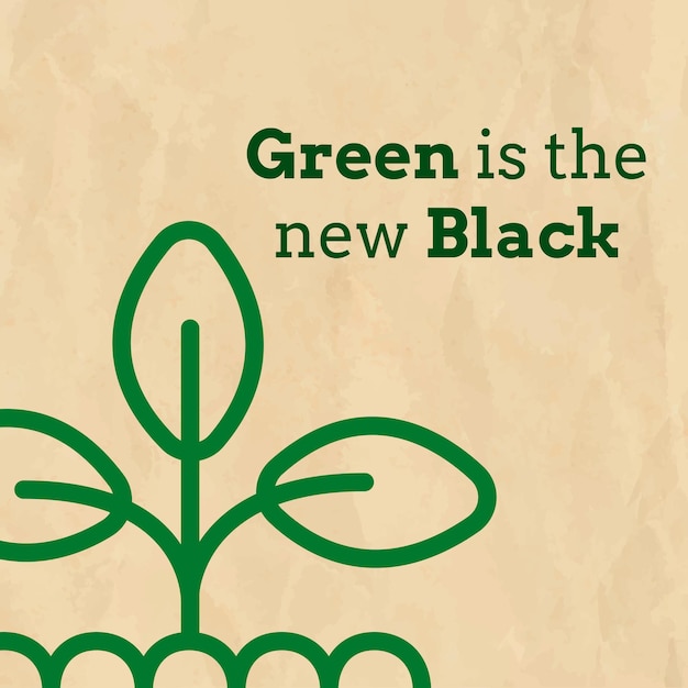Gratis vector eco-sjabloon voor sociale media met groen is de nieuwe zwarte tekst in aardetinten