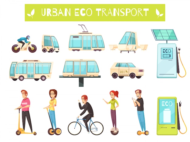 Gratis vector eco-transportset