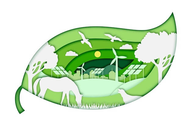 Gratis vector ecologie concept in papierstijl