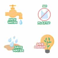 Gratis vector ecologie stickers