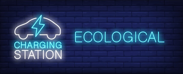 Gratis vector ecologische laadstation neon teken