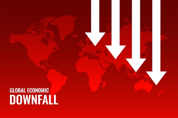 Economische ondergang rode kaart achtergrond