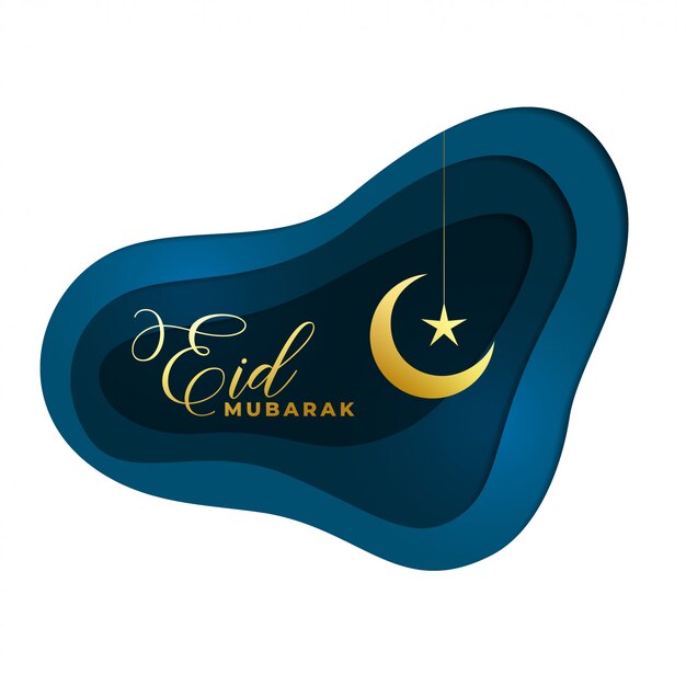 Gratis vector edi mubarak gouden maan en sterachtergrond